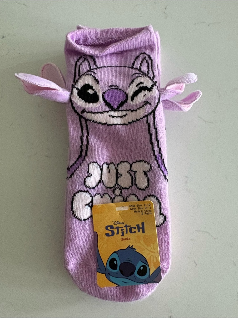 Disney Lilo & Stitch Angel Polyester Socks w/ 3D Ears 3-pack